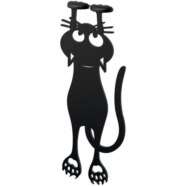 Bogmærke - Nysgerrig Kat - Sort - 12cm - Plastik/Nylon