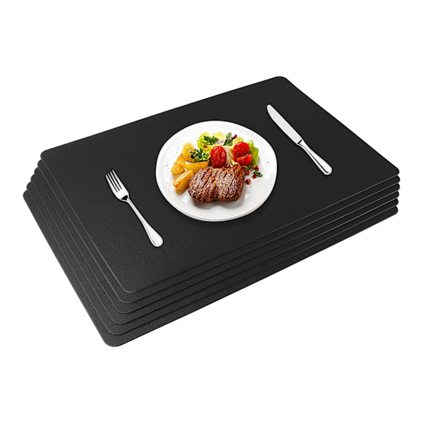 6 kpl Pöytätabletit PU-nahkaa Joulupöytätabletit Mustat Setit Pöytämatot Pestävät Vedenpitävät Pöytätabletit 45x30cm Keittiöön Sisä- ja Ulkotiloihin Ruokapöytään