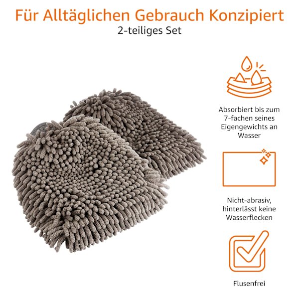 Biltvättshandske Handduk Mikrofiber 2-pack Mörkgrå 30x20cm