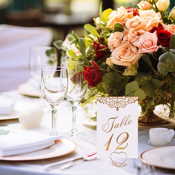 32 Pcs Table Number Holders for Wedding, Photo Clips for Tables, Heart-shaped Table Number Stands (1.1×0.98 inch)