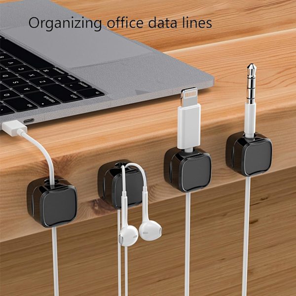 6 Pcs Magnetic Cable Holders, Desk Cable Organizer, Hide Phone Charging Cable Holder (Black)
