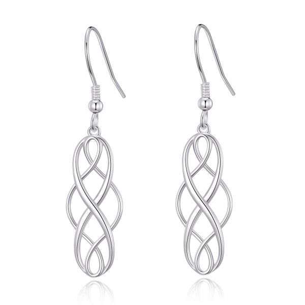 Sterling Silver Drop Earrings tvinnade geometriska örhängen