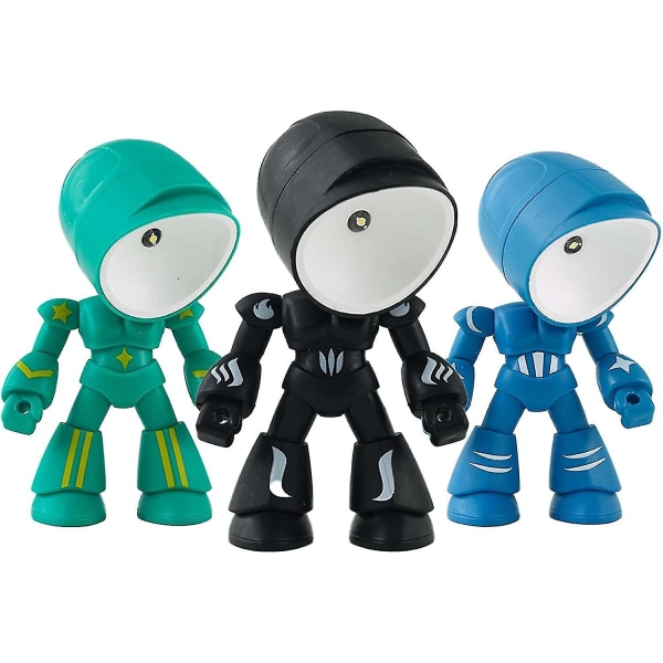3 st Mini Led Mecha Nattlampa Söt Liten Hjälte Figurlampa Fällbara Robotar Liten Bordslampa Present Till Födelsedag