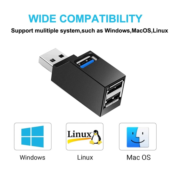 USB-hub, Mini USB 3.0 Hub flyttbar adapter (3 porter)