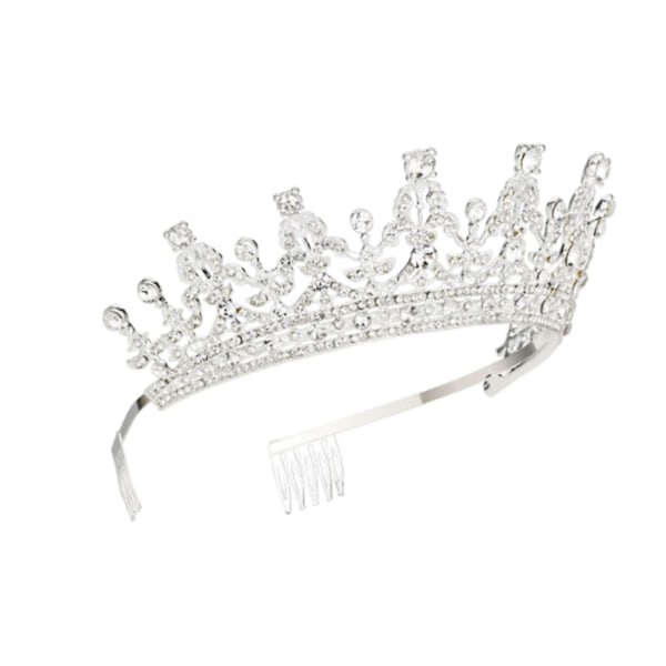 Sølv Rhinestone Tiara Krone Krystal Krone Rhinestone med Kam Bryllup Brud, Velegnet til Pige Fødselsdag Karneval Fest Feriefejring