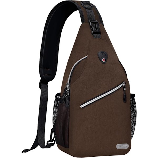 Sling-reppu, monikäyttöinen crossbody-olkalaukku, matkustus- ja vaelluspäiväreppu Caramel Brown