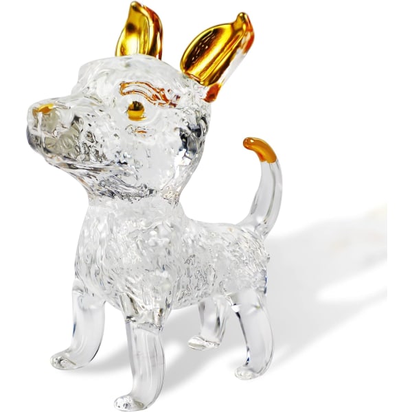 HYALINE & DORA Crystal Hundfigurer Collection, Glasprydnad djurstaty, Guldmålad hund, pappersvikt Heminredning Gold