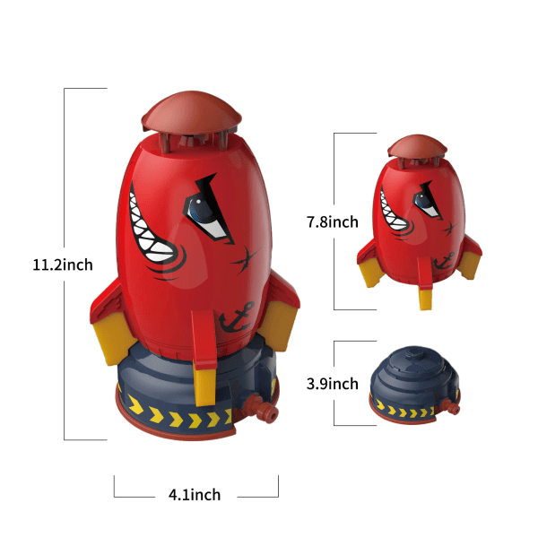 Splash Rocket Toys Rakettkaster for barn Utendørs Vannlek Rakettsprinkler Leketøy Vanntrykkrakett for barn fra 3 år og oppover (rød)