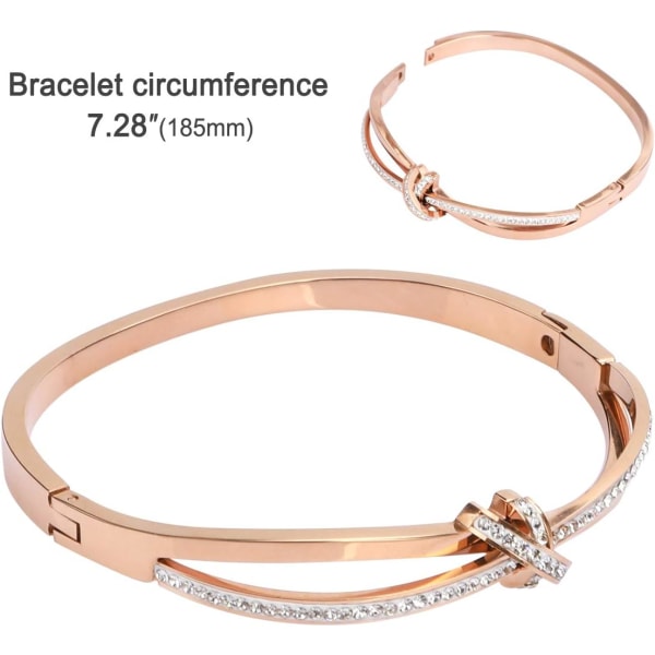 \"Evig og alltid knute klassiske armbånd for kvinner rosegull armbånd krystaller, bursdag Thanksgiving julegave til kvinner mamma mor kone Rose Gold 7 6 inch