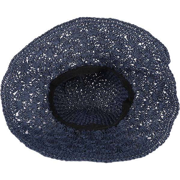 Solhatt i halm för kvinnor, damer, hopfällbar, bredbrättad, med rosett, justerbar, strandhatt, elegant hinkhatt, UPF 50 UV-skydd, bekväm Dark Blue One Size