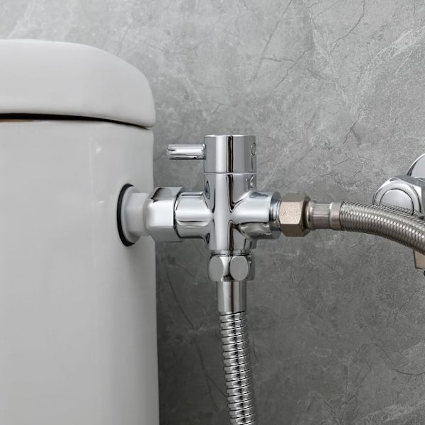 Solid Mässing 3-Vägs Ventil 3/8\"-12/17 T Adapter Omledningsventil för Toalett WC, Krom