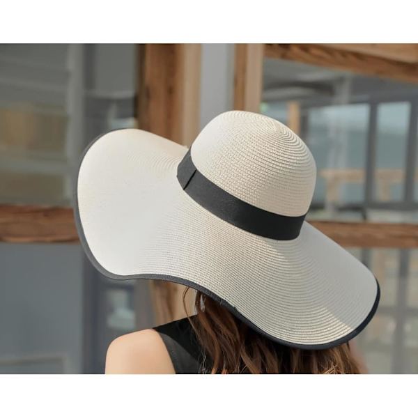 Kvinde Sammenfoldelig Floppy Bredskygget Solhat Sommer Strandhat UV UPF 50+ 03Style Beige