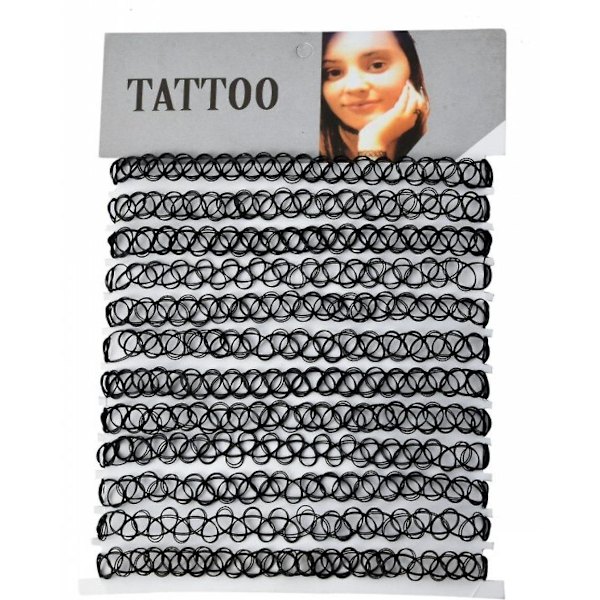 Svart fiskesnøre choker tatovering halskjede perle