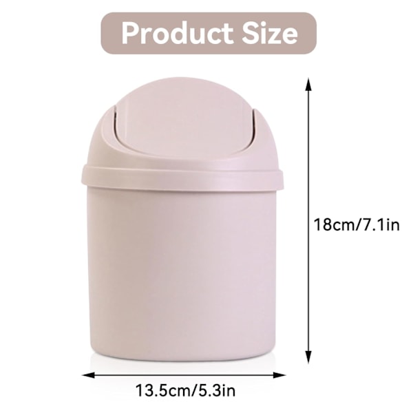 Svänglockshink, Mini-soptunna i plast med svänglock, Mini-papperskorg Badrumshinkar, Skrivbord Kompakt design Kosmetisk hink, Liten skrivbordsavfallssopkorg Cream