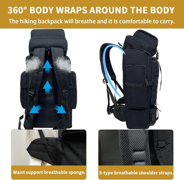 Hiking Backpack, 80L Camping Backpack, Outdoor Sports Daily Molle Backpack for Men Women Backpack