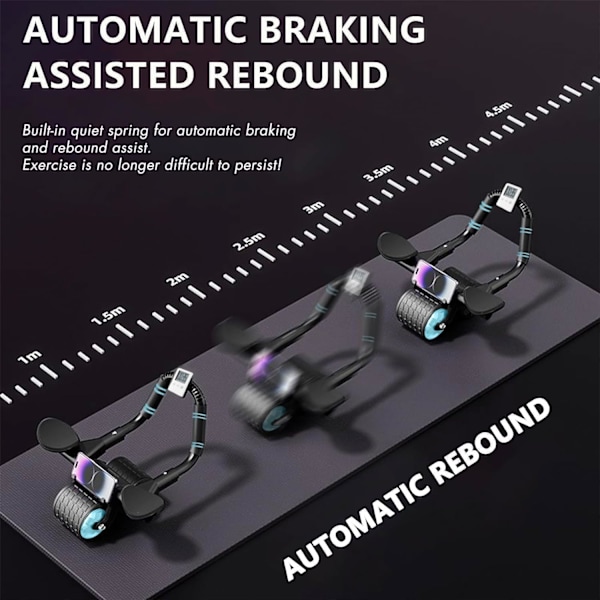 Abs Roller Wheel med timer, magövningsrulle armbågsstöd core träningsutrustning, automatisk rebound magmuskelhjul med knämatta för F
