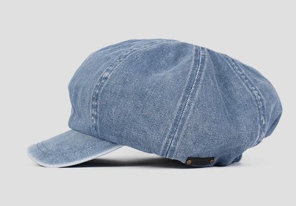 Denim aviskeps for kvinner, løstsittende aviskeps, lue, beret dark blue