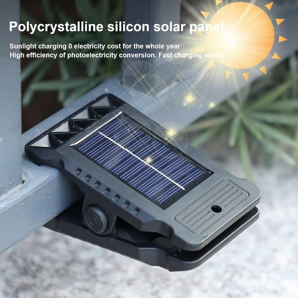 Clip-on solcellelampe - Udendørs solcellelampe, 11,2 cm - 400 mAh vandtæt lampe med bevægelsessensor