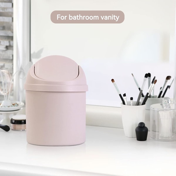 Svänglockshink, Mini-soptunna i plast med svänglock, Mini-papperskorg Badrumshinkar, Skrivbord Kompakt design Kosmetisk hink, Liten skrivbordsavfallssopkorg Cream