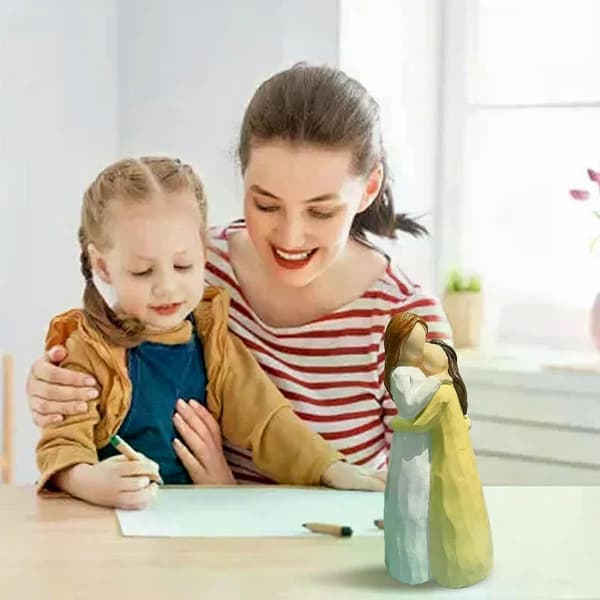 Mor och Dotter Figurer, Uttrycker Kärleksrelationer Mellan Dotter, Skulpterad Handmålad Figur Gåva[D]
