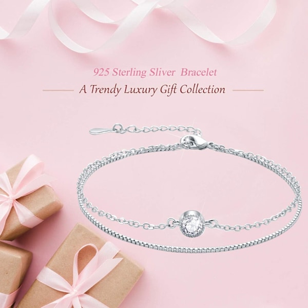 Elegant Mini Stars Perle Charm Armbånd 925 Sterling Sølv Bokskjede Lagdelt Armbånd, Justerbart Vennskapslenke Armbånd Smykker for Kvinner Silver