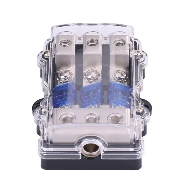 Universal Blade Fuse Holder Box, DC 12-24V Automotive Stereo Audio Power Fuse Block Kit Assortment for Auto Car Boat 1 in 3 Ways Out with 3 Blade F