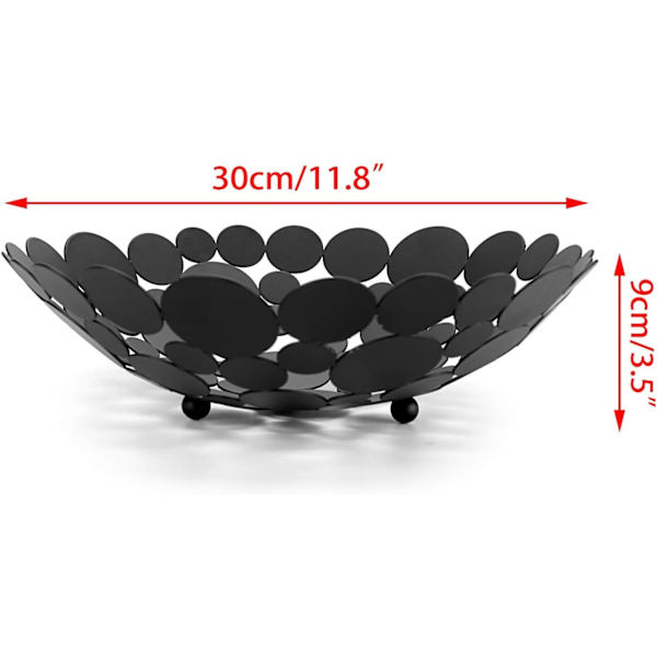 Fruit Bowl for Countertop Metal Fruit Storage Bowl Kitchen & Dining Table Fruit Display, Black