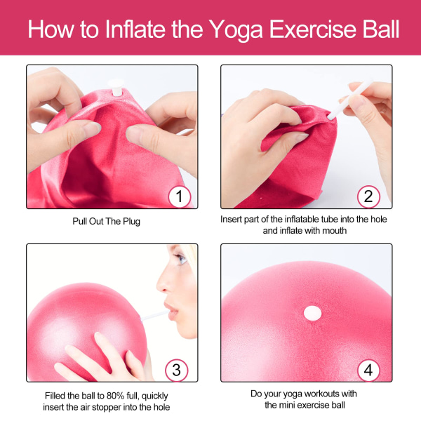 Liten träningsboll, 9 tums mini yogabollar med uppblåsbart sugrör