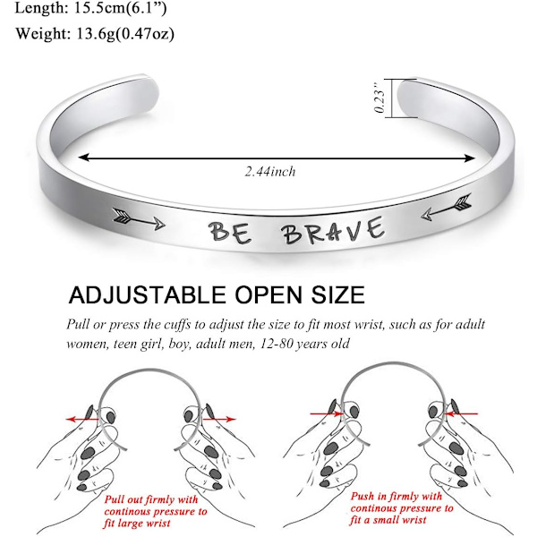 Vänskapsarmband för kvinnor - Inspirerande vänskapspresenter till bästa vän, motiverande manschettarmband för systrar, mamma, lärare, presenter 1Be brave