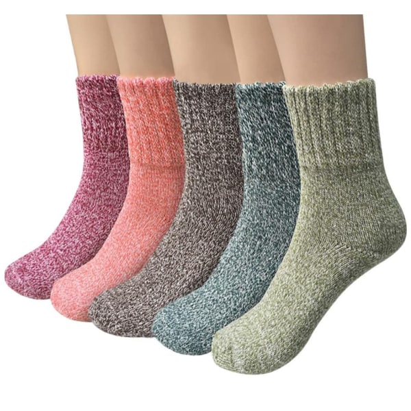 5 par termosokker for damer vinterullsokker,dame pustende myke tykke sokker Fargerike damesokker Kvalitetsjulegaver til kvinner