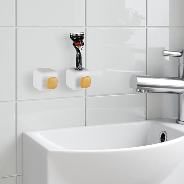 2-pack Wall Mounted Razor Holder for Shower, Self-Adhesive Practical Drainage Storage Razor Holder (White & Yellow)