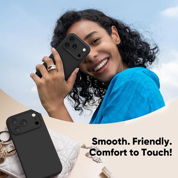3 IN 1 for iPhone 17 Pro Case Premium Liquid Silicone, with 2X HD Screen Protector, Black