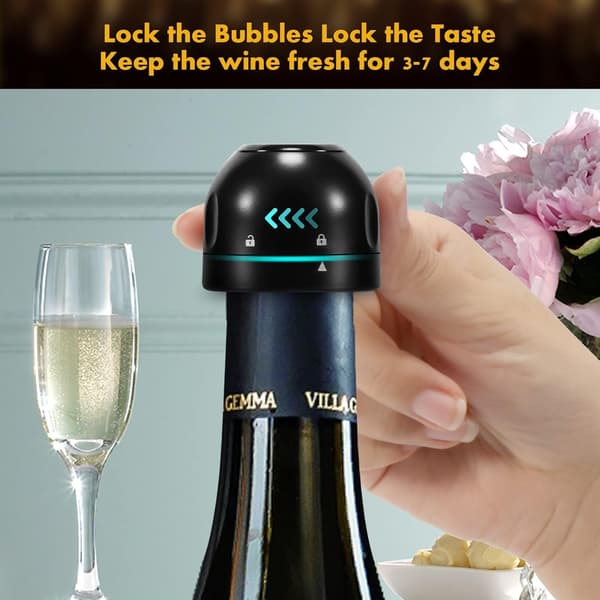 Champagne stopper, wine stopper, 4-pack, universal, reusable, silicone, sealed, leak-proof