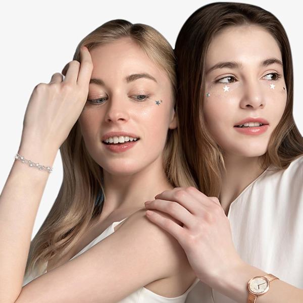 Elegant Mini Stars Perle Charm Armbånd 925 Sterling Sølv Boks Kæde Lagdelt Armbånd, Justerbar Venskab Link Armbånd Smykker til Kvinder Mini Starfriend