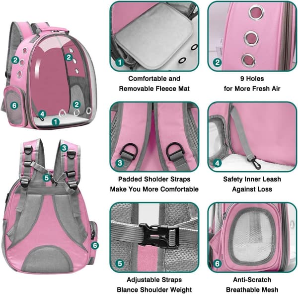 Cat Carrier Backpack, Pet Carrier Backpack Front Pack for Small Medium Cat Puppy Dog Carrier Backpack Bag Space Capsule, Pet Carrier