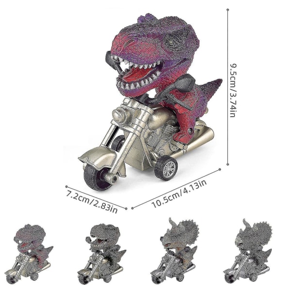 Dinosaur-leluautot 2-pakkaiset kitkakäyttöiset moottoripyöräpelit T-rex ja Triceratops Monster Dinos -lelut pojille
