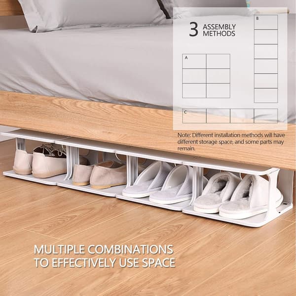 Shoe rack for wardrobe, freestanding narrow plastic shoe rack, stackable shoe rack