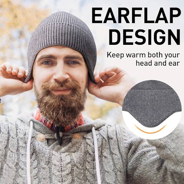 Vintermössa för män, mjuk och varm stickad mössa, andningsbar mössa för kvinnor och män, unisex utomhus Gray One size