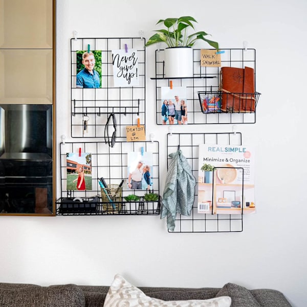 Kurv, krogstativ og hængende hylde | Tilbehør til vægtremme | Tilbehør til gitterpanel | Kurv til vægtremme, displayhylde Black Accessories set 3