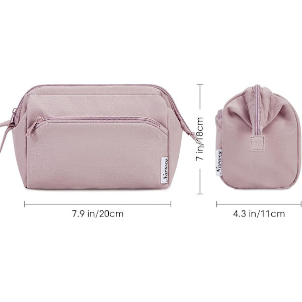 Suuri meikkipussi, leveä vetoketjullinen pussi, matkakosmetiikkalaukku, kosmetiikan järjestäjä naisille (vaaleanpunainen) Pink