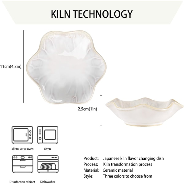 Keramisk skjeholder, teposeholder, blomsterformet skjeholder kjøkken, sausbøtter, sushi soy dipping bowl, kaffestasjonsdekor kaffeakk White