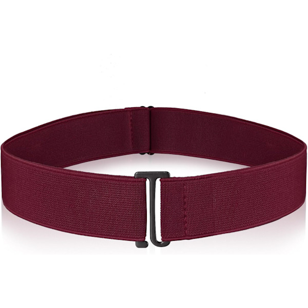 Usynlige bælter til kvinder, elastisk bælte til kvinder med justerbar elastik og fladt spænde, usynlige taljebælter til jeans, bukser og kjoler Wine Red