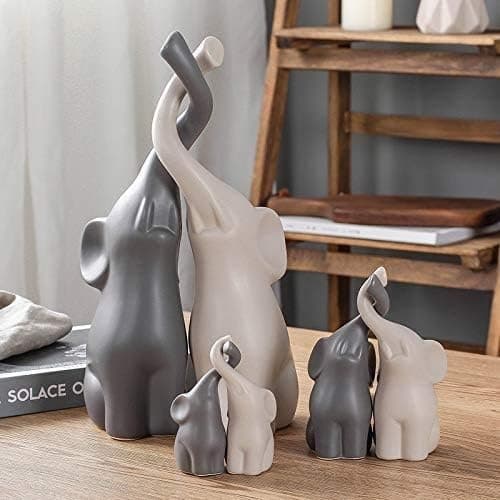 Creative Decoration Home Decor Animal Ornaments Ceramic Crafts Art Figurines (Twin Elephant)