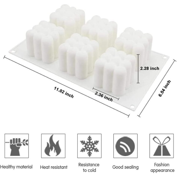 6 hulrum terningform, silikone lysform til bagning af chokoladekage og fremstilling af 3d håndlavede stearinlys