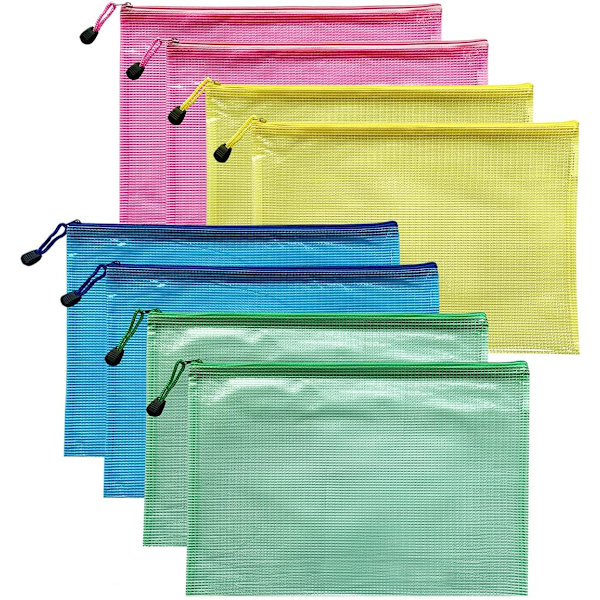 er File Zipper Bags Plastfickor Mapp Extra Tjock 8PCS (A5 Zip Bag) A58PCS