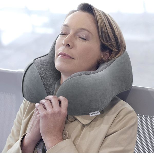 illow Memory Foam Nakkepute Lettvekt Hurtigpakke for Flytog Bil Nakkestøttepute for Reise Camping (Mørkegrå) Dark Grey U Design Neck Pillow