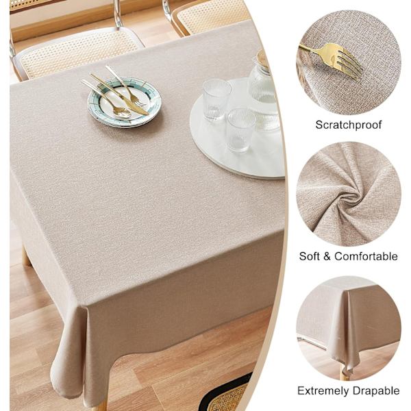Textured Linen Tablecloth Rectangular 52x70 Waterproof Spill-Proof Wipeable Tablecloth Wrinkle-Free Linen Tablecloth Dining Table Cover