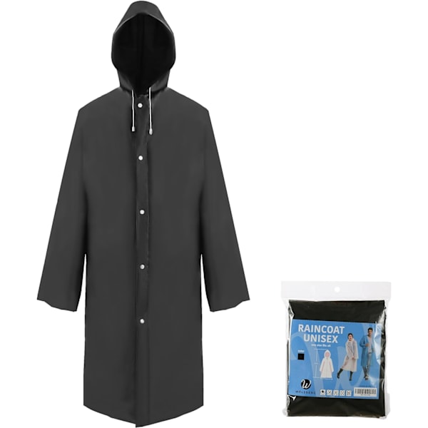 Regnfrakk Regnponcho med hette og ermer Gjenbrukbar Vanntett Regnklær for Voksne Unisex, en størrelse