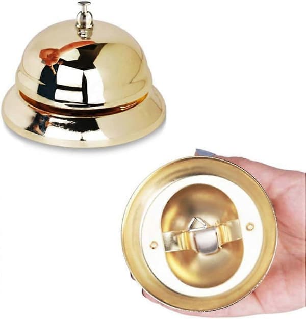 Gyllene Handpressande Klocka Serviceklocka Restaurang Ringklockor Reception Kundklocka