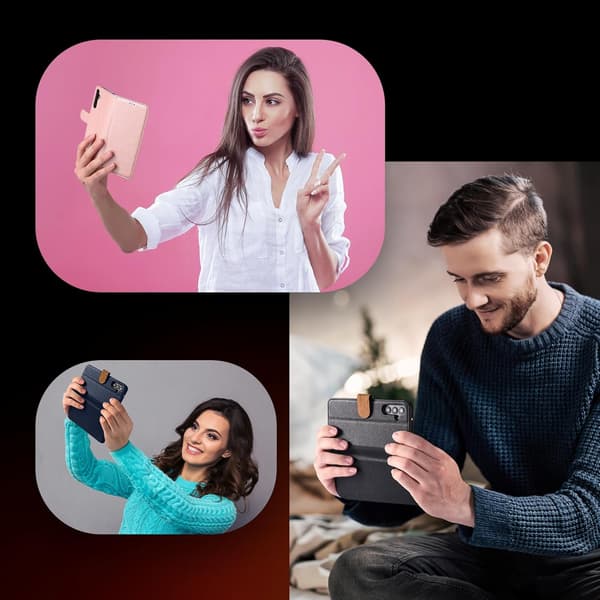 Samsung A14 Mobilskal - Läder Folio Flip Ställ Stötsäkert Skydd med Blockerande Kortfack Plånbok - Brun